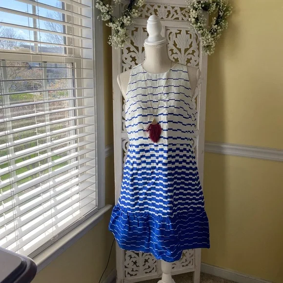 NWT AnnTaylor stripped dress with peplum hem Sizes 10p and 10. - Picture 3 of 13